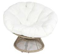 Fauteuil lounge pivotant avec assise coussin capitonné blanc - RIVIA -
