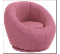 Fauteuil Lounge Rotatif - HOMCOM - Pluche Teddy Compact Confortable - Rose