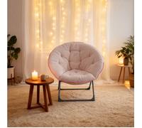 Fauteuil lune pliant pour relaxation et rangement compact - TCQPZ - structure en métal, tissu doux - rose