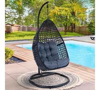 Fauteuil Lune Suspendu Ajouré Avec Coussin Gris Gris