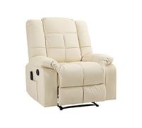 Fauteuil luxe de relaxation et massage inclinaison dossier repose-pied réglable revêtement synthétique crème