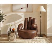 Fauteuil main pivotant CATCHY en microfibre vieillie