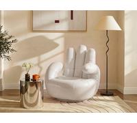 Fauteuil pivotant main CATCHY en simili - Blanc - VENTE-UNIQUE - 1 place - Contemporain - Design
