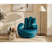 Fauteuil main pivotant CATCHY en velours - Bleu canard