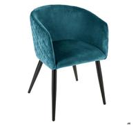 Fauteuil ""Marlo"" velours bleu canard - Atmosphera Créateur d'intérieur