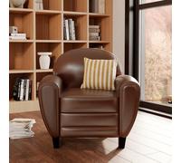 Fauteuil marron en croute de cuir enduite - club