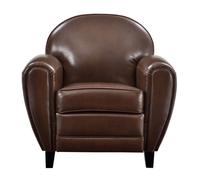 Fauteuil marron en croute de cuir enduite - Club - Maison Pavane