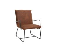 Fauteuil vintage marron et métal noir MERCY