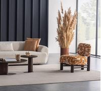 Fauteuil marron, Moderne, Textile, Teinte unie, 74x75x76 cm, Dureté moyenne