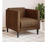 vidaXL Fauteuil TV de salon – Similicuir daim marron, accoudoirs et dossier, pieds