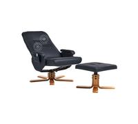 Fauteuil Massant avec Fonction Chauffage et Repose-pied en Cuir PU Noir Relaxpro