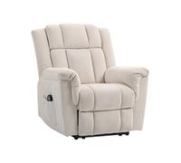 Fauteuil massant chauffant inclinable repose-pieds intégré poche rangement tissu velours chenille beige