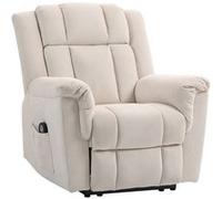 HOMCOM Fauteuil Relax électrique massant et Chauffant, Fauteuil inclinable Tissu Chenille avec Dossier et Repose-Pieds réglable manuellement, Poche latérale, pour Chambre, Salon et Home cinéma, Beige