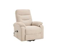 Fauteuil massant et chauffant en tissu texturé avec releveur électrique - Beige - FLUNEL
