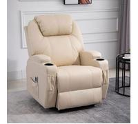 Fauteuil Massant et Relaxant avec Dossier Inclinable Repose-Pied Électrique Revêtement Synthétique Crème