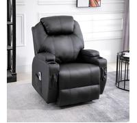 Fauteuil Massant et Relaxant Électrique Dossier Inclinable Repose-Pied Revêtement Synthétique Idéal pour Salon Noir