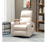 Fauteuil Massant et Relaxant Électrique Inclinable avec Tablette Poches Latérales et Télécommande - Tissu Beige