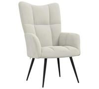 Fauteuil matelassé de velours crème avec le cadre en acier pour le salon | Rembourrage en velours, rembourrage en éponge, cadre en acier, 110 kg, design moderne
