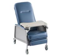 Fauteuil médical SucceBuy à 3 positions réglables, fauteuil Geri à 4 roulettes, assise rembourrée et tablette amovible, adapté aux hôpitaux, aux établissements de soins et aux soins à domicile