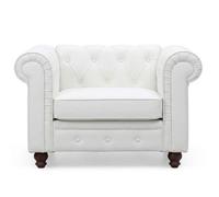 Fauteuil - MENZZO - Chesterfield - Blanc - Simili - 1 place - Classique