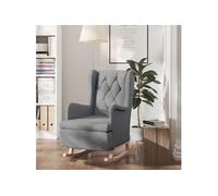Fauteuil met massief rubberwood schommelpoten stof lichtgrijs329405