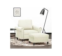 vidaXL Fauteuil met voetenbank 60 cm fluweel crÃmekleurig3201213 Blanc G