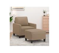 vidaXL Fauteuil met voetenbank 60 cm kunstleer cappuccinokleurig3201023 Marron G