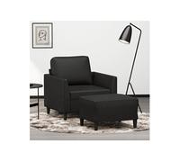 vidaXL Fauteuil avec repose-pied Noir 60 cm Similicuir