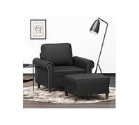 vidaXL Fauteuil avec repose-pied Noir 60 cm Similicuir