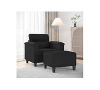 vidaXL Fauteuil avec repose-pied Noir 60 cm Tissu microfibre