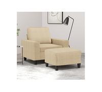 Fauteuil met voetenbank 60 cm stof crÃmekleurig3201145