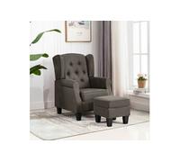 vidaXL Fauteuil met voetenbankje tissu taupe Taupe G