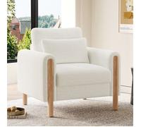Fauteuil - Moderne - Blanc - Accoudoirs - Coussin épais - Rembourrage doux