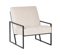 Fauteuil Moderne Glam Cadre en Métal et Revêtement en Velours Beige Clair Delary