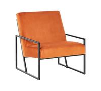 Fauteuil Moderne Glam Cadre en Métal et Revêtement en Velours Orange Delary