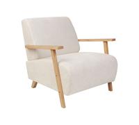 Fauteuil Moderne Rétro avec Accoudoirs en Tissu Beige Clair Lesja
