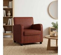 Fauteuil Moderne Simili Cuir Marron Brillant Cadre Bois et Métal | Similicuir brillant 100 % polyester, rembourrage mousse épaisse, accoudoirs ergonomiques, pieds carrés plastique, usage