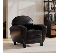 Fauteuil noir en croute de cuir enduite - club