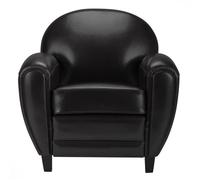 Fauteuil noir en croute de cuir enduite - Club - Maison Pavane