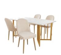 Fauteuil Nouveau épaissi design moderne 4 chaises de salle à manger, chaise de salle à manger en velours beige mode
