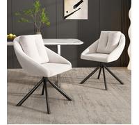 Fauteuil Nouveau épaissi design moderne chaise en velours beige moderne, chaise à manger pivotante élégante et confortable, tissu