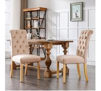 Fauteuil Nouveau Premium sense Velvet Dining Chair Set de 2 avec pieds en chêne, bouton, bouton chromé chaise de chambre à coucher
