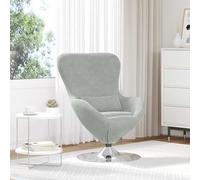 Fauteuil Oeuf Gris Clair en Velours avec Base Pivotante 360° pour Salon | Velours doux, design scandinave, assise profonde, accoudoirs rembourrés, entretien facile, style contemporain