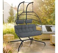 Fauteuil oeuf su 2p rotin.gris