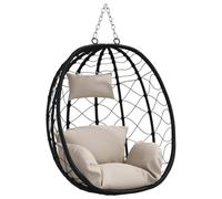 Fauteuil Oeuf Suspendu Gris Foncé Polyrotin Plié 91,5 x 54,5 x 107 cm | Coussin ergonomique, coussin de tête, cadre en acier, polyrotin, montage double