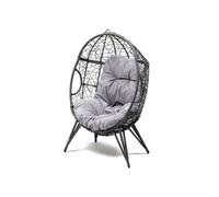 Fauteuil ouf sur pied en résine gris effet rotin JANE