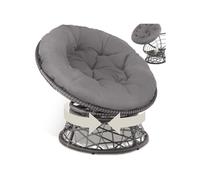 Fauteuil papasan en rotin Gargano rotatif - gris