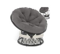 Fauteuil papasan en rotin Gargano rotatif - noir