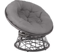 Fauteuil papasan en rotin Gargano rotatif - gris