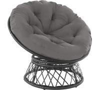 Fauteuil papasan en rotin Gargano rotatif - noir